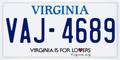 VA license plate VAJ4689
