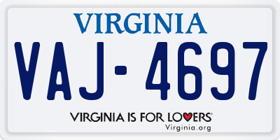 VA license plate VAJ4697