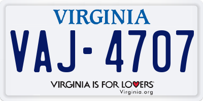 VA license plate VAJ4707