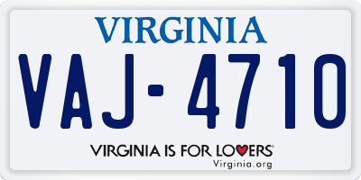 VA license plate VAJ4710