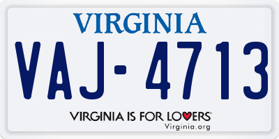 VA license plate VAJ4713