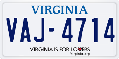 VA license plate VAJ4714