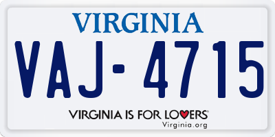 VA license plate VAJ4715