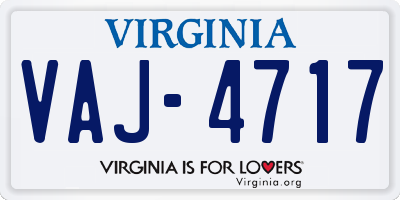 VA license plate VAJ4717