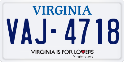 VA license plate VAJ4718