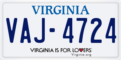 VA license plate VAJ4724