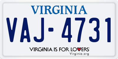 VA license plate VAJ4731