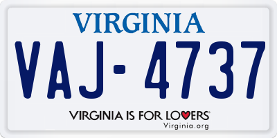 VA license plate VAJ4737