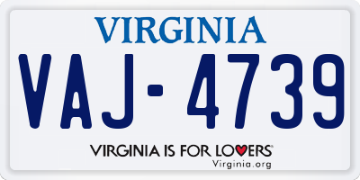 VA license plate VAJ4739