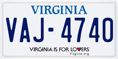 VA license plate VAJ4740