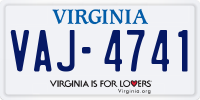 VA license plate VAJ4741