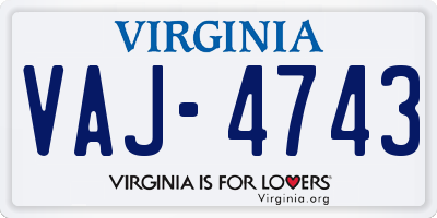 VA license plate VAJ4743