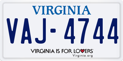 VA license plate VAJ4744
