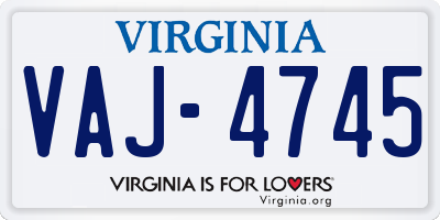 VA license plate VAJ4745