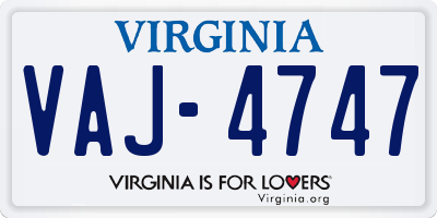 VA license plate VAJ4747