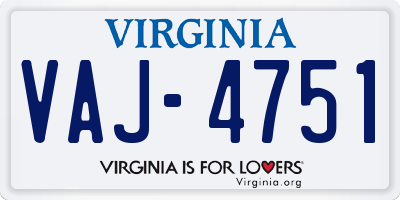 VA license plate VAJ4751