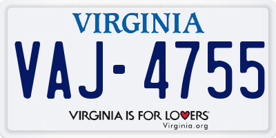 VA license plate VAJ4755