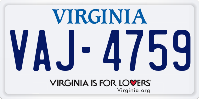 VA license plate VAJ4759