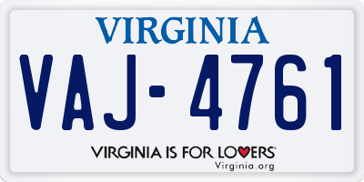 VA license plate VAJ4761