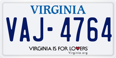 VA license plate VAJ4764