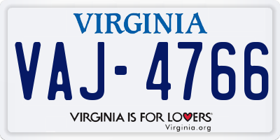 VA license plate VAJ4766