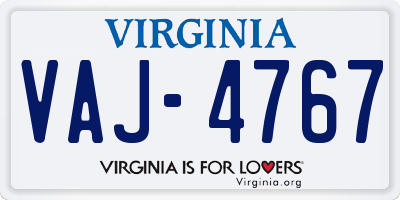 VA license plate VAJ4767