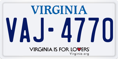 VA license plate VAJ4770