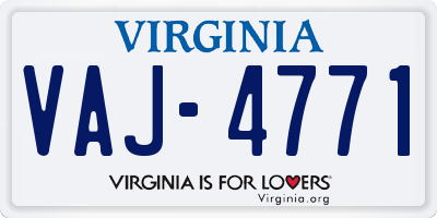 VA license plate VAJ4771