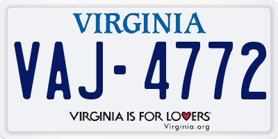 VA license plate VAJ4772