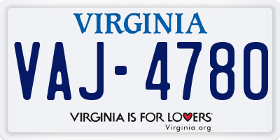 VA license plate VAJ4780