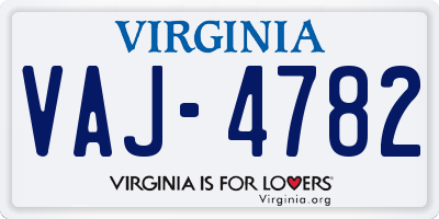 VA license plate VAJ4782