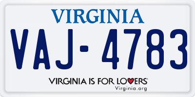 VA license plate VAJ4783