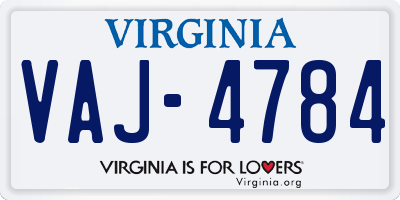 VA license plate VAJ4784