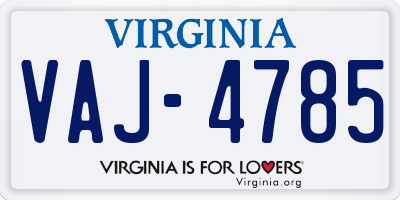 VA license plate VAJ4785
