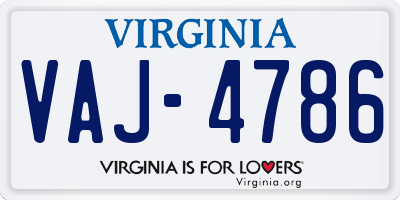 VA license plate VAJ4786