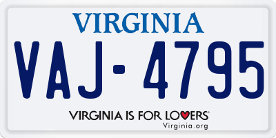 VA license plate VAJ4795