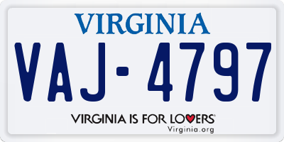 VA license plate VAJ4797
