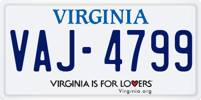VA license plate VAJ4799