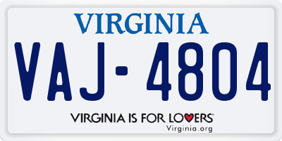 VA license plate VAJ4804