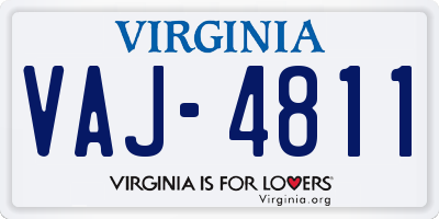 VA license plate VAJ4811