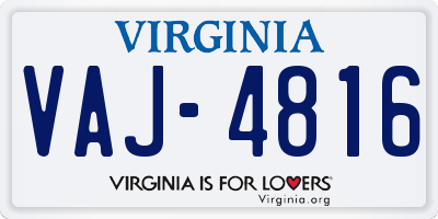 VA license plate VAJ4816
