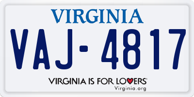 VA license plate VAJ4817