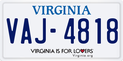 VA license plate VAJ4818