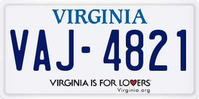 VA license plate VAJ4821