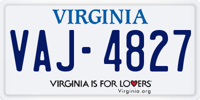 VA license plate VAJ4827