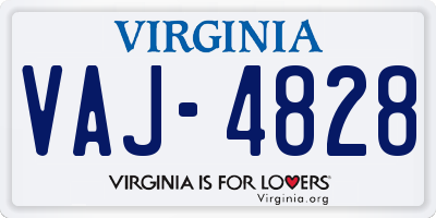 VA license plate VAJ4828