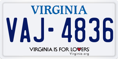 VA license plate VAJ4836