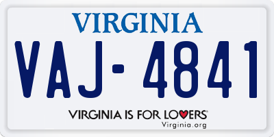 VA license plate VAJ4841