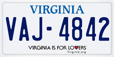 VA license plate VAJ4842