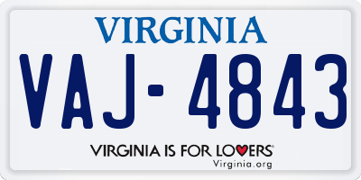 VA license plate VAJ4843